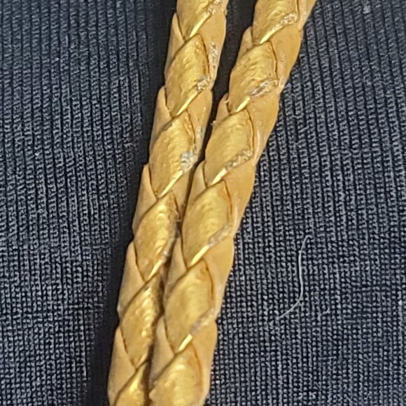 Vintage Western Style Bolo Tie Agate Stone Rhodochrosite Gemstone Cabochon Bezel - Picture 8 of 8